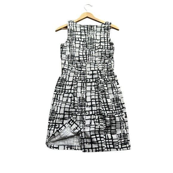 A Byer Black White Abstract Print Dress Sleeveless Fit Flare Size 5 Mod 60s - Picture 9 of 15